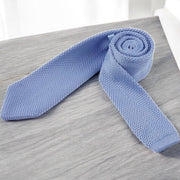 DMITRY Men's Made in Italy Knitted Silk Light Blue Tie