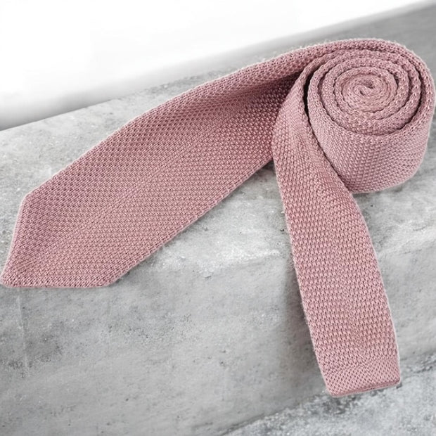 DMITRY Men's Made in Italy Knitted Silk Dusty Pink Tie