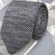 DMITRY Men's Made in Italy Knitted Silk Silver Tie