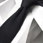 DMITRY Men's Made in Italy Knitted Silk Black Tie