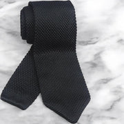 DMITRY Men's Made in Italy Knitted Silk Black Tie