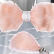 Handmade Feather Blush Patterned Pre-Tied Bow Tie