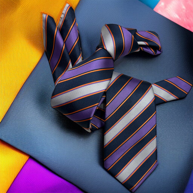 DMITRY Men's Purple Patterned Italian Silk Tie & Pocket Square Set - Limited Edition