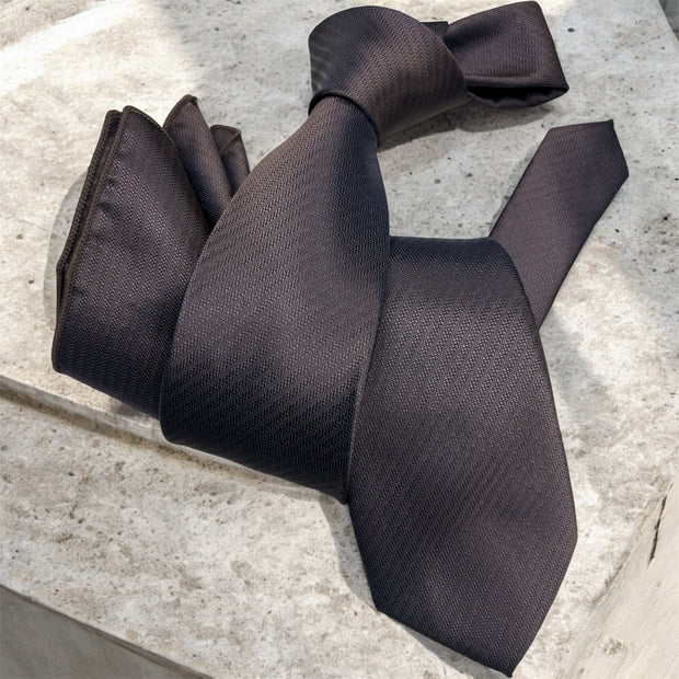 DMITRY Men's Brown Patterned Italian Silk Tie & Pocket Square Set - Limited Edition