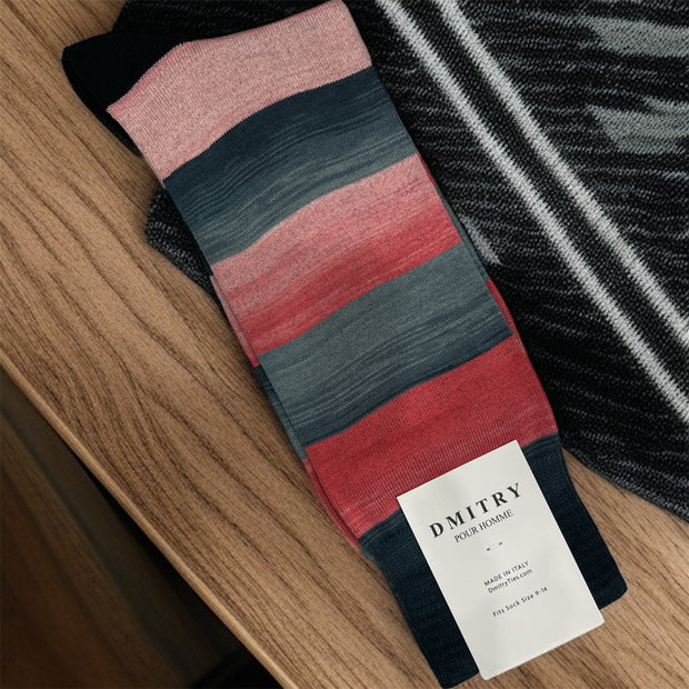DMITRY Grey Patterned Made in Italy Mercerized Cotton Socks