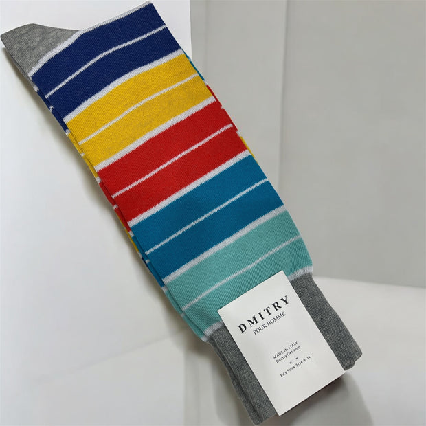 DMITRY Striped Made in Italy Mercerized Cotton Socks