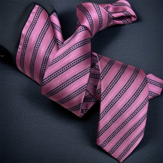 DMITRY Men's Pink Patterned Italian Silk Tie & Pocket Square Set - Limited Edition