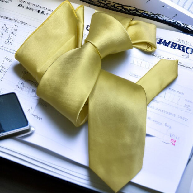 DMITRY Men's Solid Light Chartreuse Italian Silk Tie & Pocket Square Set