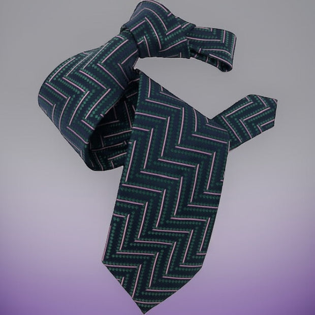 DMITRY 7-Fold Navy Patterned Italian Silk Tie