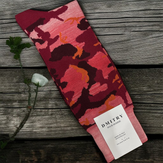 DMITRY Coral Patterned Made in Italy Mercerized Cotton Socks