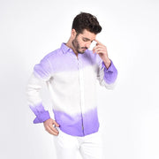 Men's Long Sleeve Lilac Ombré Linen Shirt