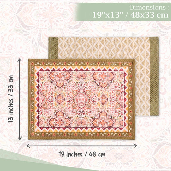 Damask Cotton Placemats 13" X 19" - Set of 4