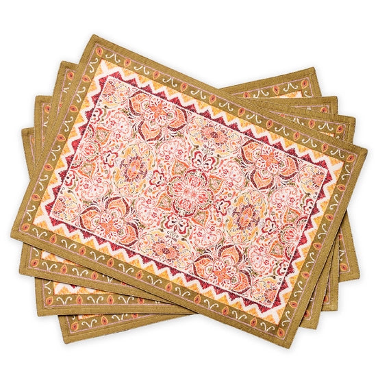 Damask Cotton Placemats 13" X 19" - Set of 4
