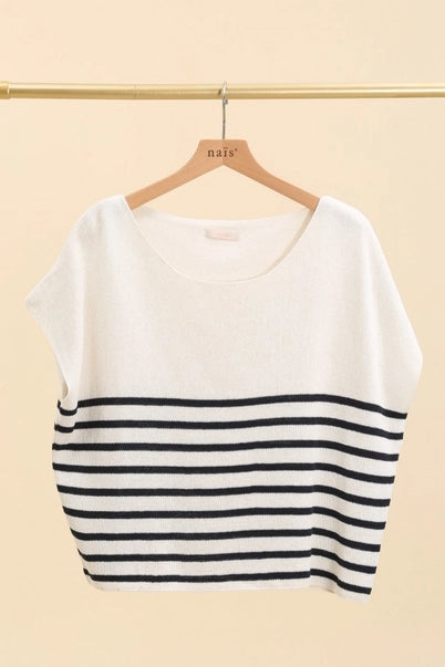 Women's Made in Italy Striped Crew Neck Cotton Knit T-Shirt
