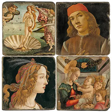 "Botticelli" - Tumbled Marble Coasters Set of Four (4)