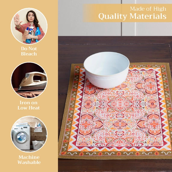 Damask Cotton Placemats 13" X 19" - Set of 4