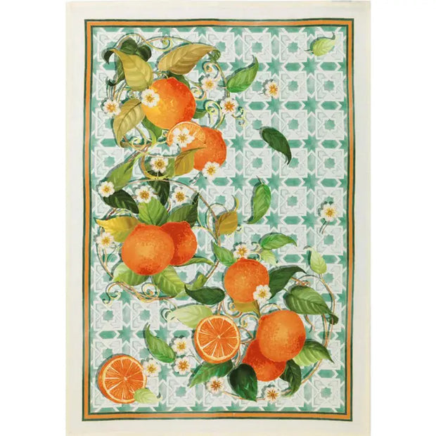 Italian Orange Linen Tea Towel - Made in Italy