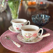 Floral Dessert Spoons with Ceramic Handles in Gift Box - Set of 4