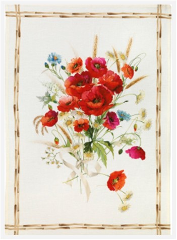 Italian Red Poppies Linen Tea Towel - Made in Italy