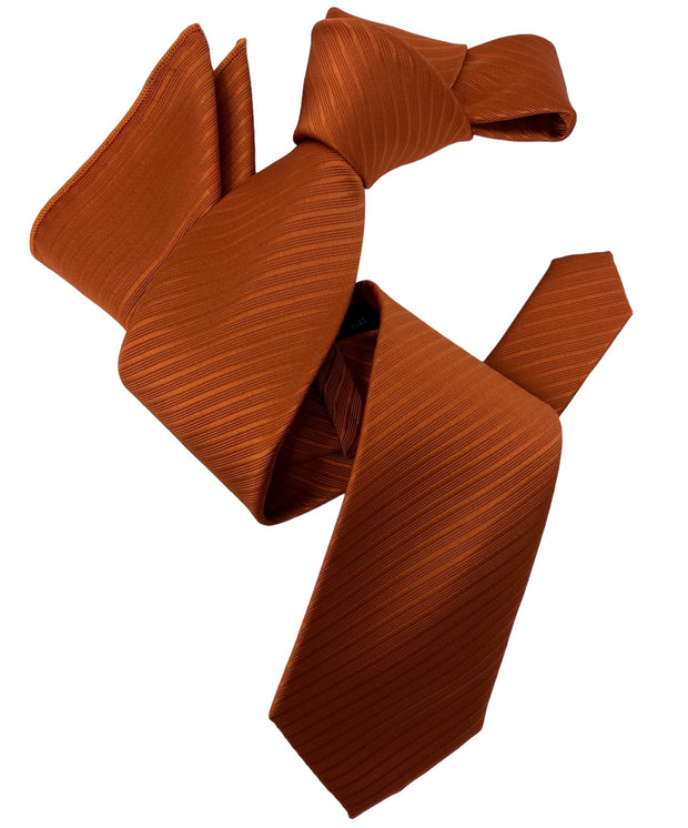 DMITRY Men's Orange Patterned Italian Silk Tie & Pocket Square Set