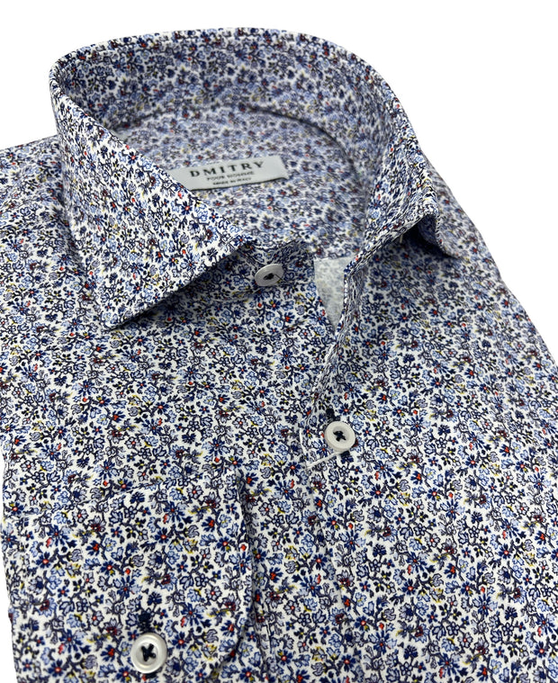 DMITRY Light Purple Patterned Italian Cotton Men's Long Sleeve Shirt (Online Exclusive)