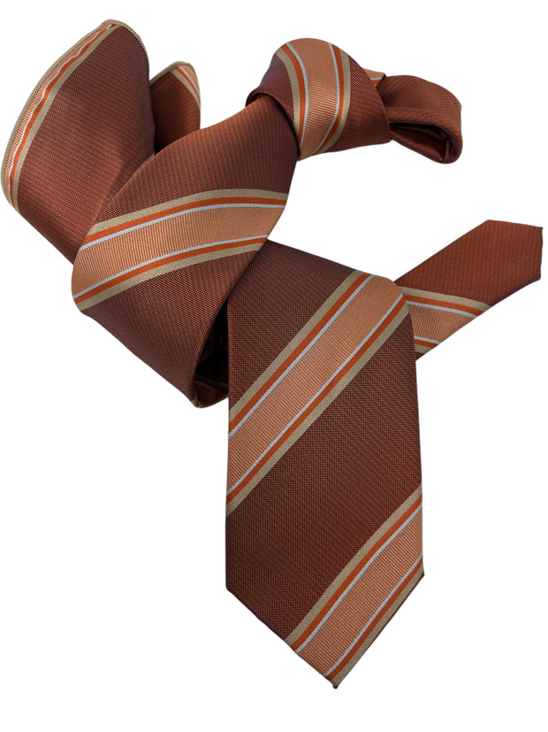 DMITRY Men's Orange Patterned Italian Silk Tie & Pocket Square Set - Limited Edition