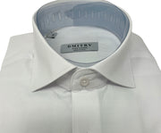 DMITRY Men's Italian White Textured Cotton Long Sleeve Shirt (Online Exclusive)
