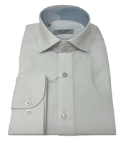 DMITRY Men's Italian White Textured Cotton Long Sleeve Shirt (Online Exclusive)