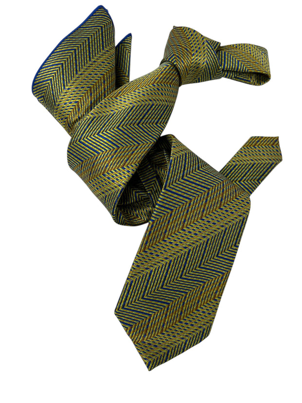 DMITRY Men's Green Patterned Italian Silk Tie & Pocket Square Set - Limited Edition