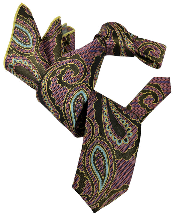 DMITRY 7-Fold Men's Multi Colored Italian Silk Tie & Pocket Square Set