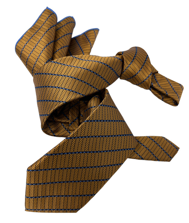 DMITRY Men's Rust Orange Patterned Italian Silk Tie & Pocket Square Set