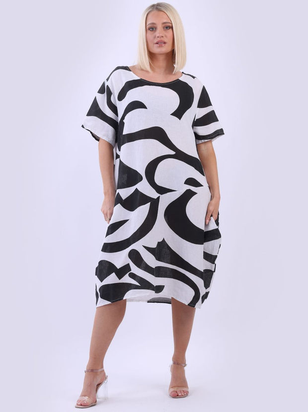 DMITRY Women's Made in Italy Black Abstract Print Linen Dress – Dmitry Ties