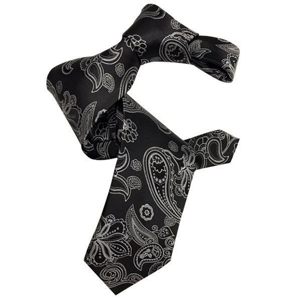 Dmitry Men's 7-Fold Black Patterned Italian Silk Tie - Dmitry Ties