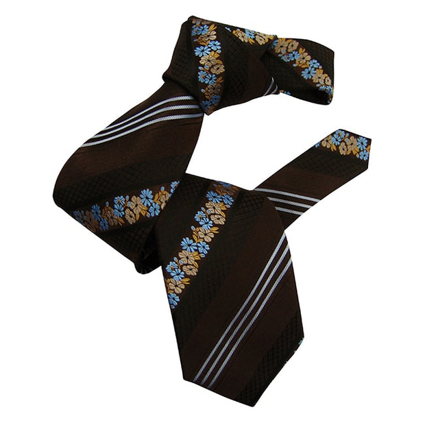 Dmitry Men's Brown Patterned Italian Silk Tie - Dmitry Ties