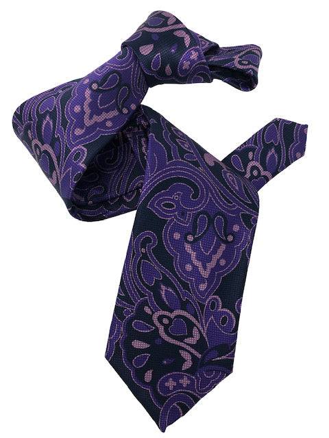 DMITRY 7-Fold Purple/Navy Patterned Italian Silk Tie