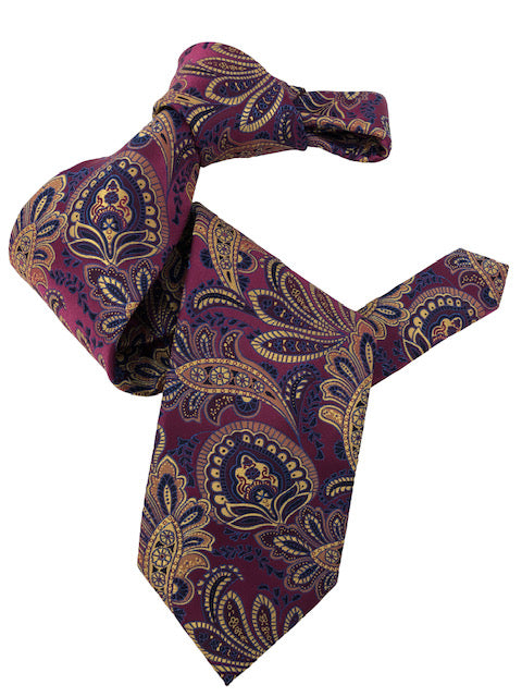 DMITRY 7-Fold Fuchsia Patterned Italian Silk Tie
