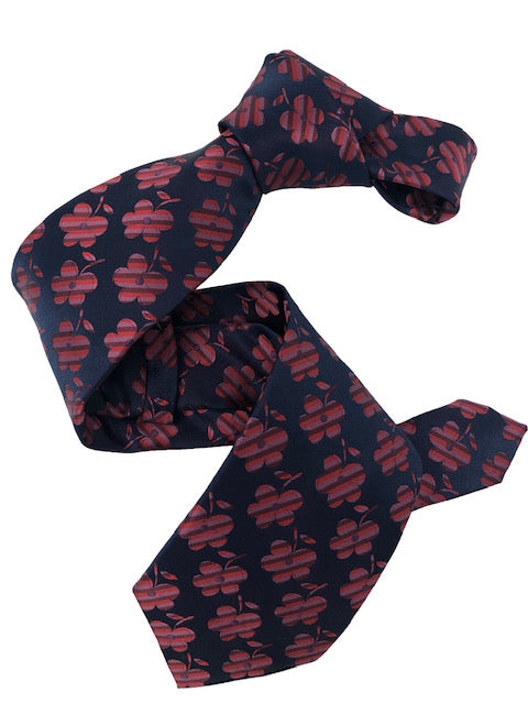 DMITRY Men's Navy Patterned Italian Silk Tie