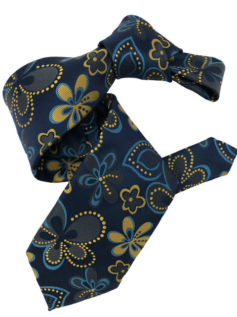 DMITRY 7-Fold Teal Patterned Italian Silk Tie