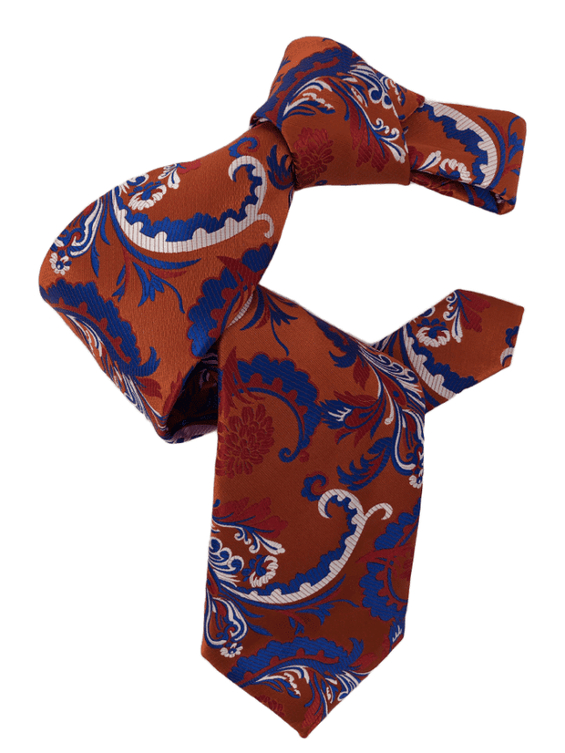 DMITRY 7-Fold Men's Orange Patterned Italian Silk Tie