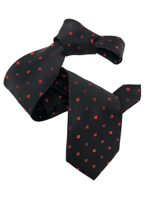 DMITRY Men's Black Patterned Italian Silk Tie