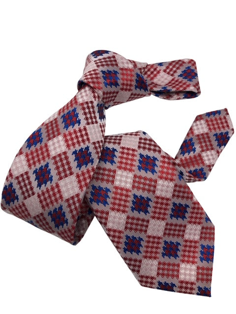 DMITRY Men's Red Patterned Italian Silk Tie
