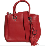 Women's Made in Italy Leather Tonal Trim Satchel with Tassel