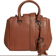 Women's Made in Italy Leather Tonal Trim Satchel with Tassel