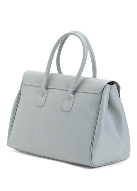 Women's Made In Italy Grey Leather Satchel