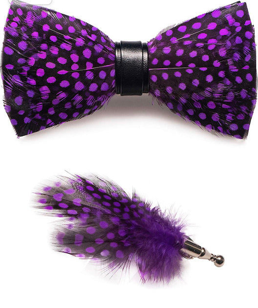 RBOCOTT Handmade Feather Pre-tied Bow Tie And Brooch Ghana