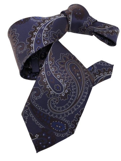 DMITRY 7-Fold Purple/Brown Paisley Italian Silk Tie