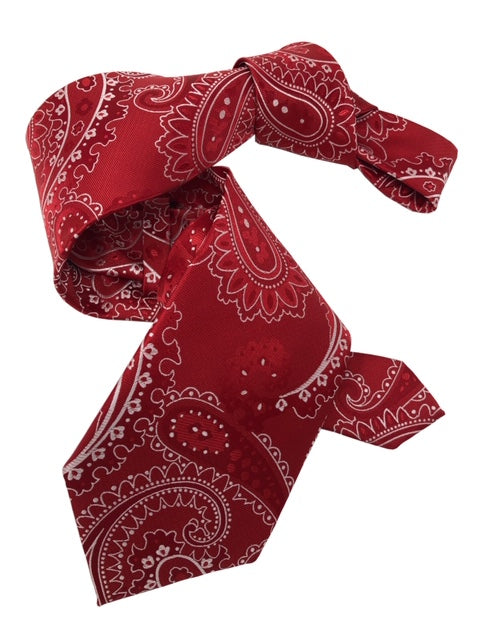 DMITRY 7-Fold Red Paisley Italian Silk Tie