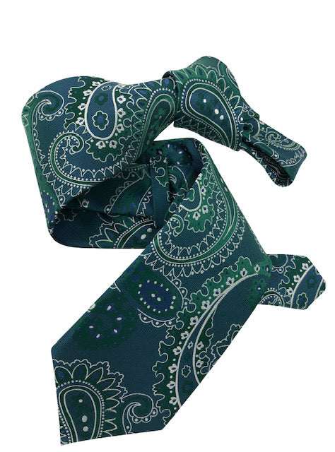 DMITRY 7-Fold Green Paisley Italian Silk Tie