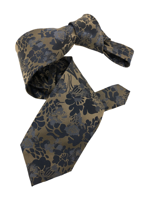 DMITRY 7-Fold Brown Floral Italian Silk Tie
