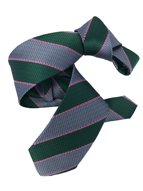 DMITRY Green Striped Italian Silk Tie